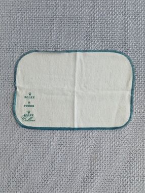 Rolex Cream Polishing Cloth with Green Border and Logos